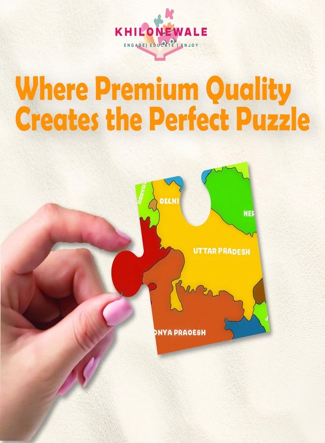 Khilonewale Combo of Wooden India Map & World Map Jigsaw Puzzles - 24-Piece Educational Geography Puzzle Toy for Kids, Toddlers & Preschoolers - Image 4